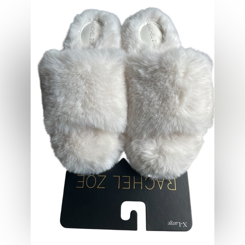 Rachel Zoe Women’s Sz XL‎ Faux Fur White Slippers
